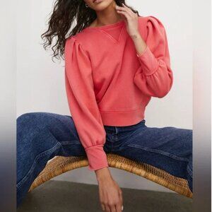 NWOT RAILS Tiffany Balloon Sleeve 100% Cotton Sweatshirt in Tart Cherry Medium